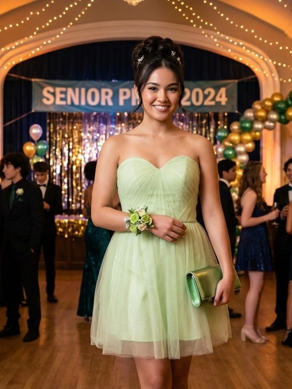 Source Unknown Sweetheart Strapless Light Green Tulle Prom Dress